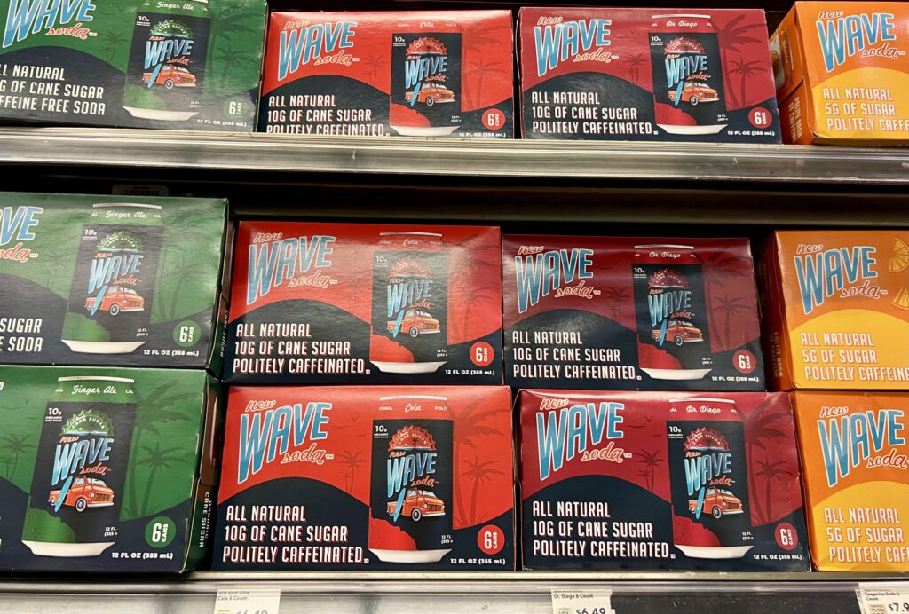 new wave soda on shelves at whole foods