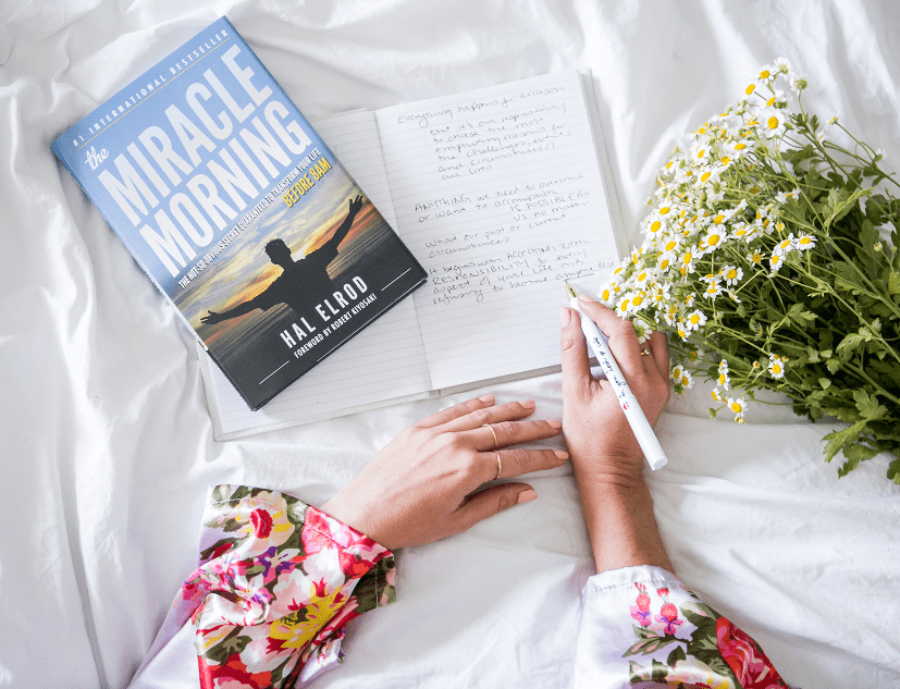 the miracle morning book on a bed