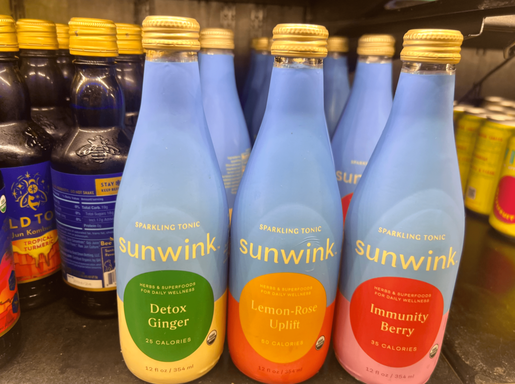 sunwink sparkling water on whole foods shelf