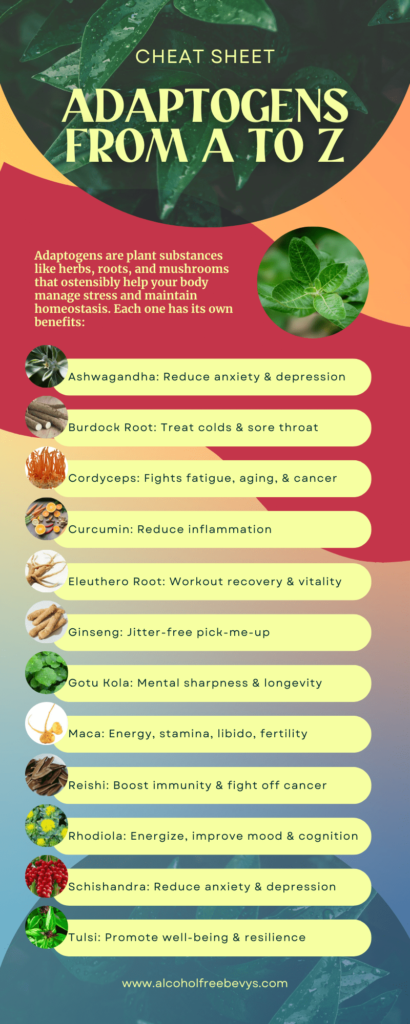 top adaptogens and their benefits cheat sheet