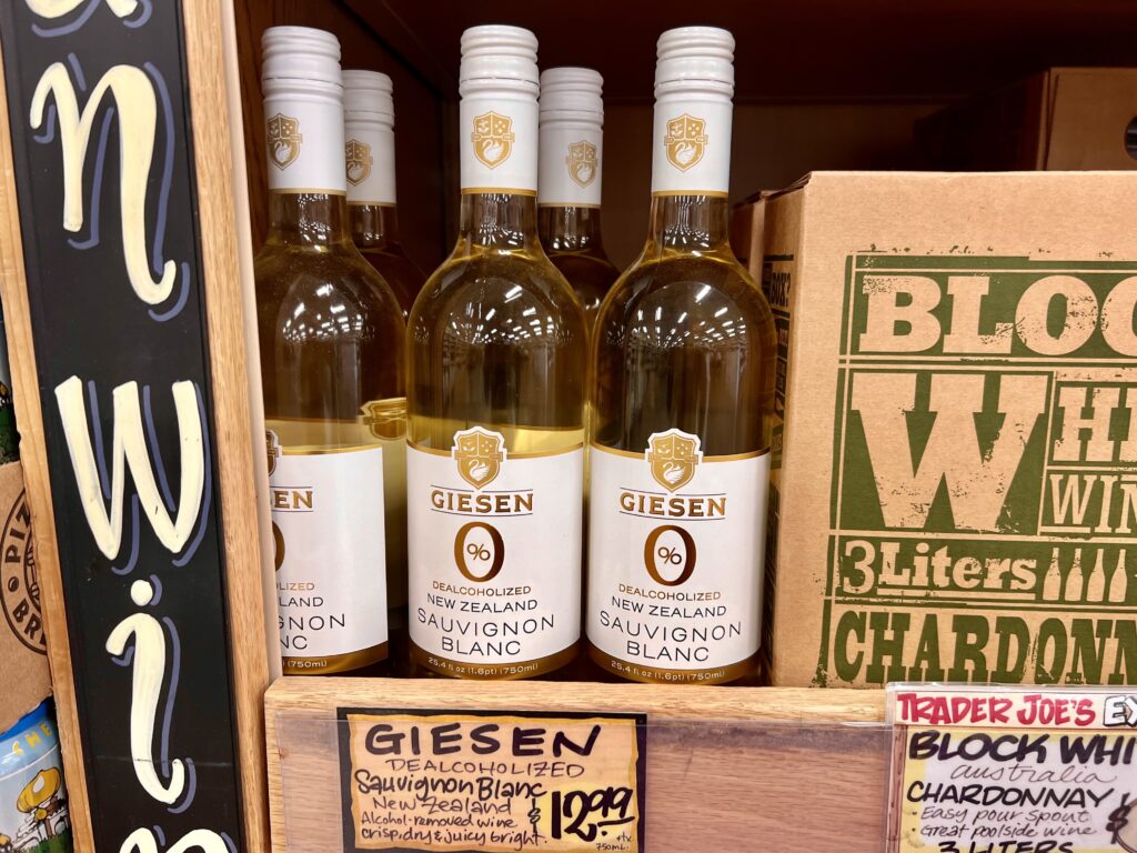 non-alcoholic drinks at trader joes giesen dealcoholized wine