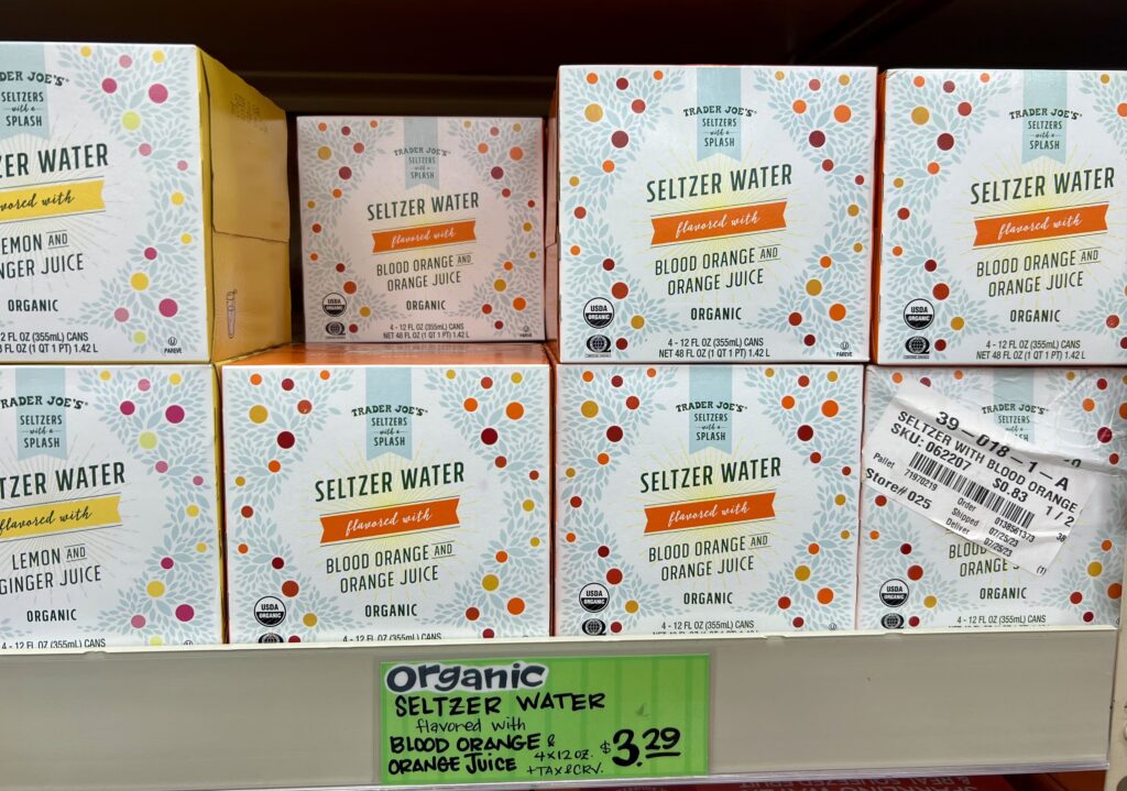 non-alcoholic drinks at trader joe's include flavored seltzer water